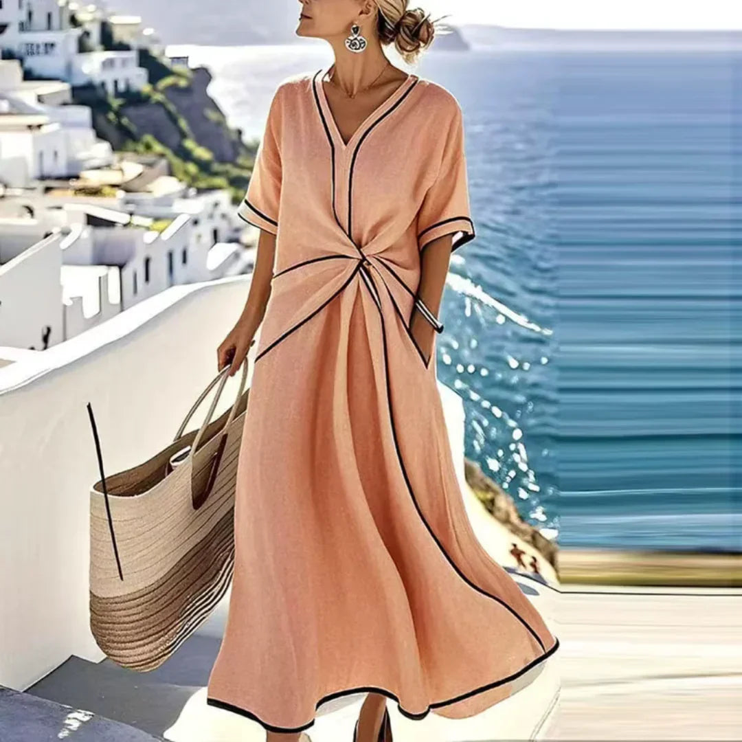Петя | Elegant Dress with Flattering Waist and Vacation Chic