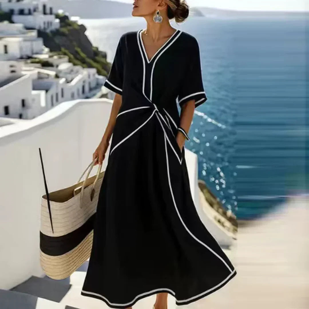 Петя | Elegant Dress with Flattering Waist and Vacation Chic