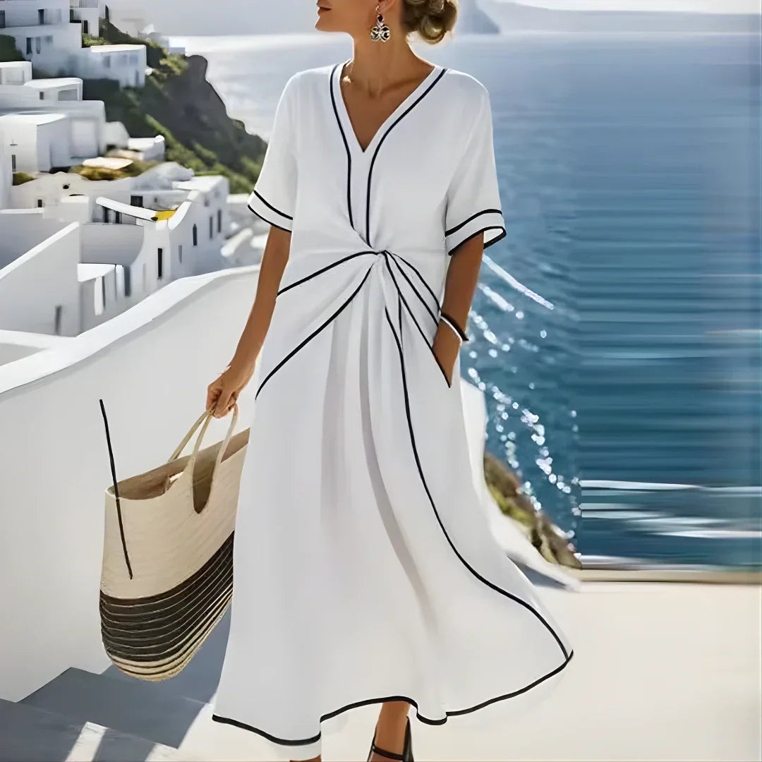 Петя | Elegant Dress with Flattering Waist and Vacation Chic