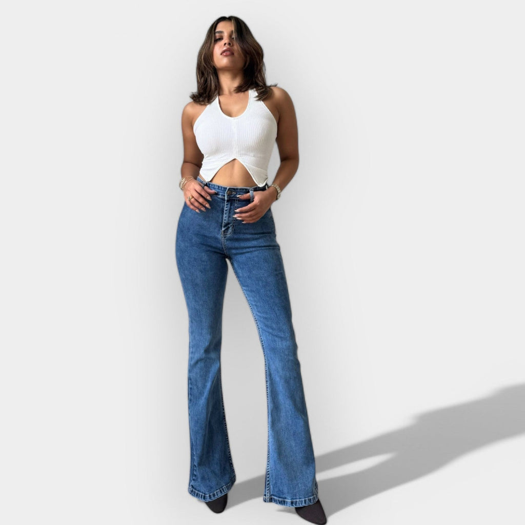 Висок Waist Flare Дънки