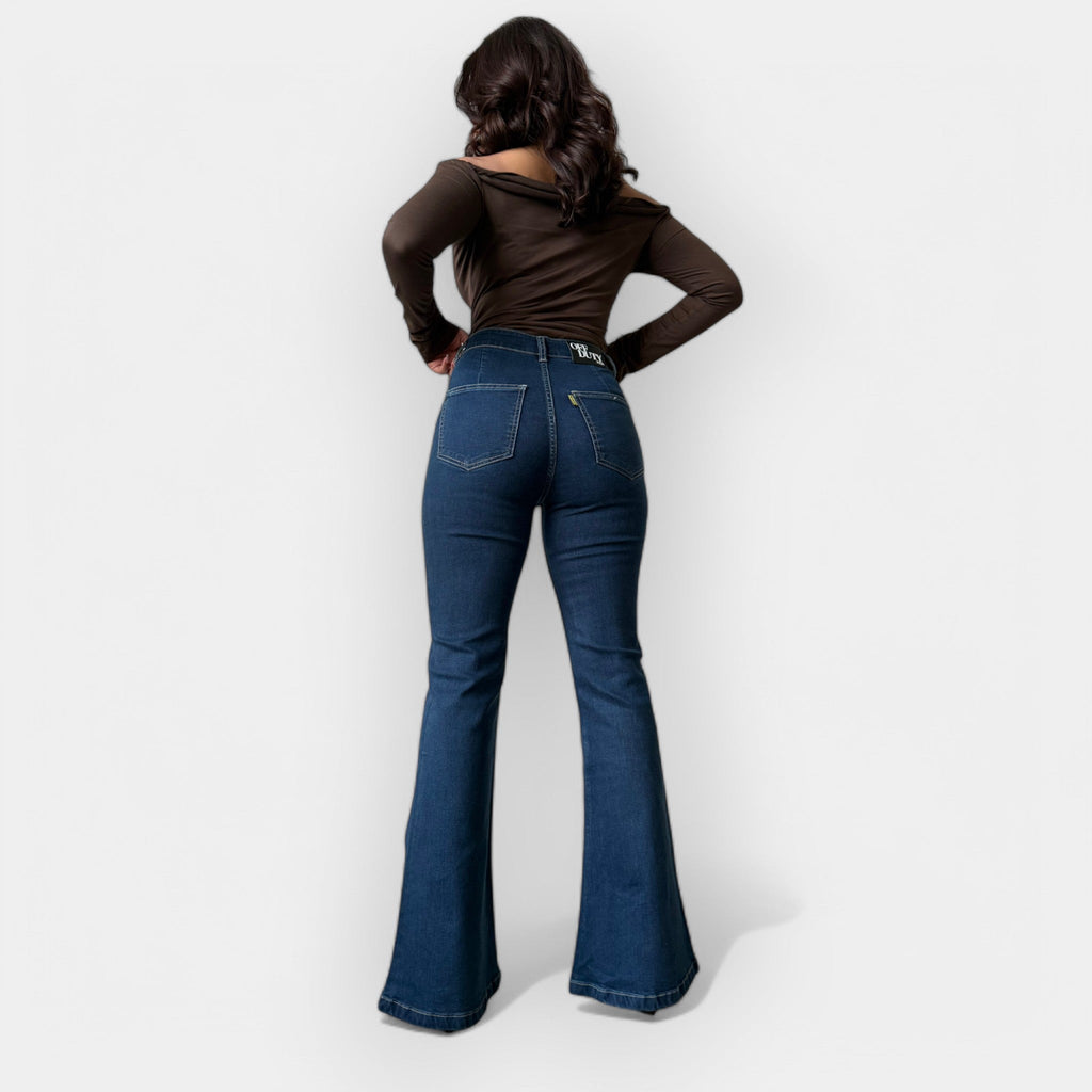 Висок Waist Flare Дънки