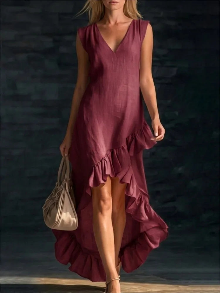 Йоана | Sleeveless Maxi Dress with Ruffle Hem