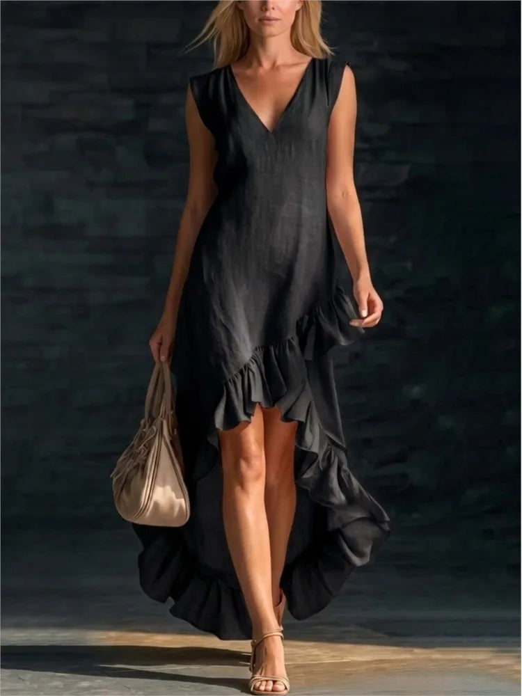 Йоана | Sleeveless Maxi Dress with Ruffle Hem