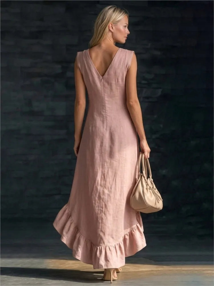 Йоана | Sleeveless Maxi Dress with Ruffle Hem