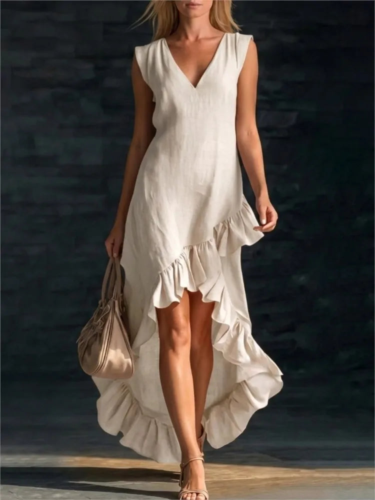 Йоана | Sleeveless Maxi Dress with Ruffle Hem