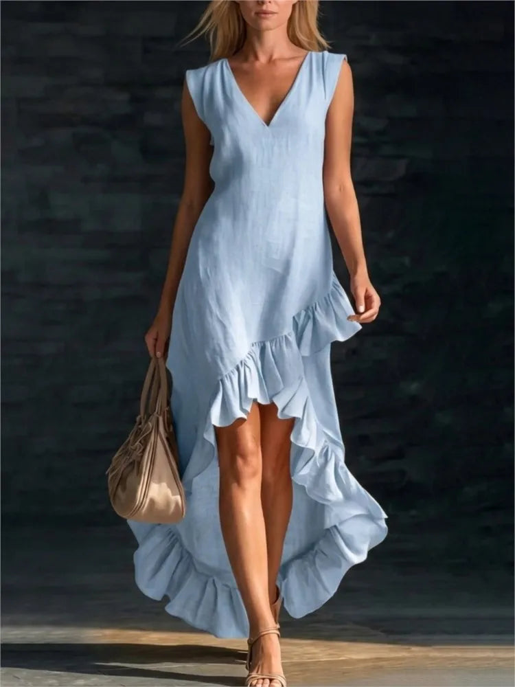 Йоана | Sleeveless Maxi Dress with Ruffle Hem