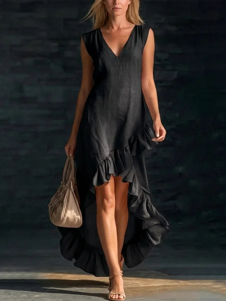 Йоана | Sleeveless Maxi Dress with Ruffle Hem