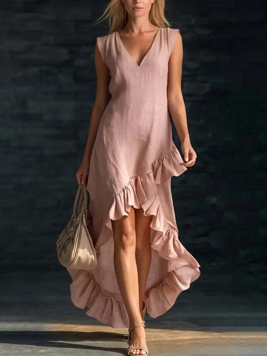 Йоана | Sleeveless Maxi Dress with Ruffle Hem