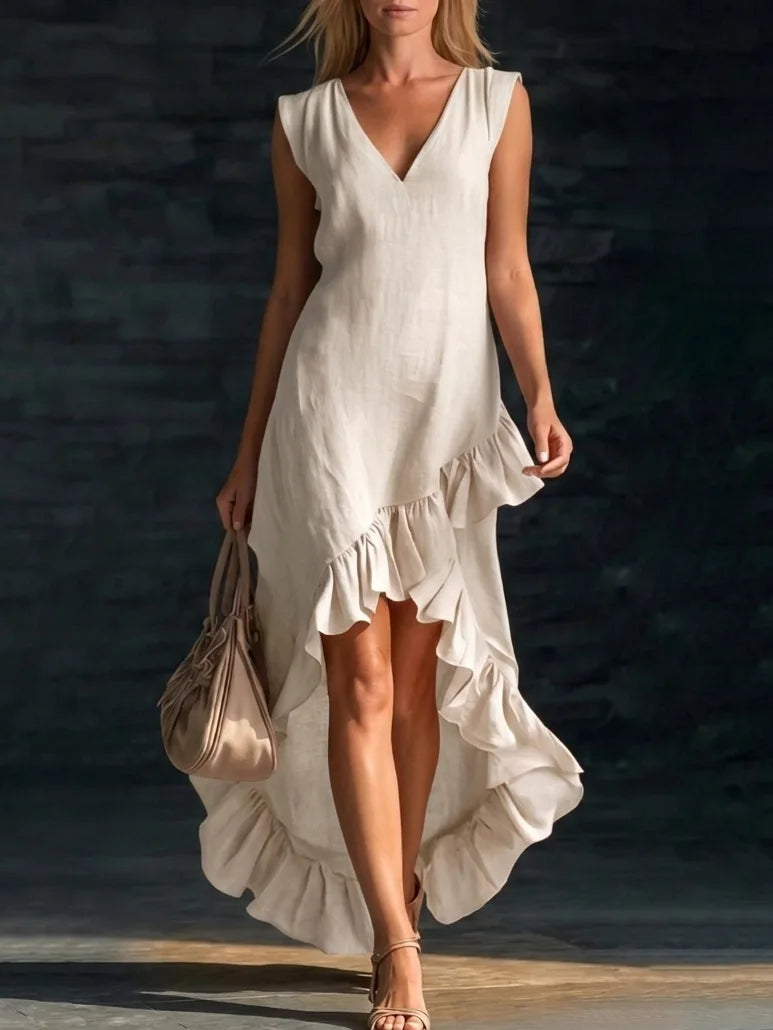 Йоана | Sleeveless Maxi Dress with Ruffle Hem