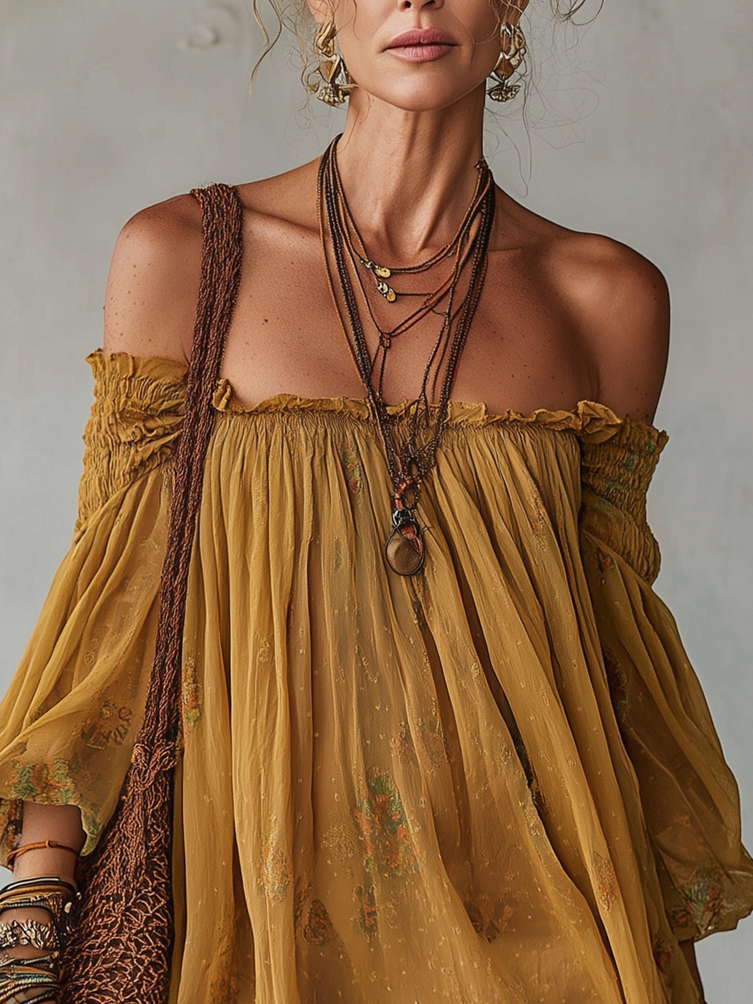 Михаела | Мини жълта рокля с цветя Off Shoulder